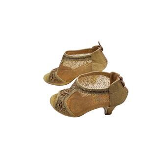 La Rosa Rose Gold & Sparkly Crystal Champagne Heels Size 6.5